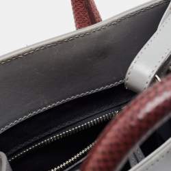 Pre Owned Balenciaga Grey Leather and Lizard Mini Padlock All Afternoon Tote