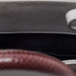 Pre Owned Balenciaga Grey Leather and Lizard Mini Padlock All Afternoon Tote