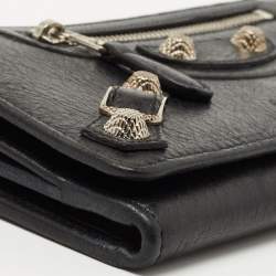 Pre Owned Balenciaga Black Leather City Flap Continental Wallet