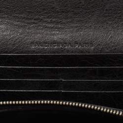 Pre Owned Balenciaga Black Leather City Flap Continental Wallet