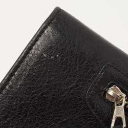 Pre Owned Balenciaga Black Leather City Flap Continental Wallet