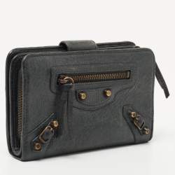 مملوكة مسبقًا Balenciaga Dark Green Leather French Flap Wallet
