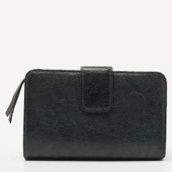 مملوكة مسبقًا Balenciaga Dark Green Leather French Flap Wallet