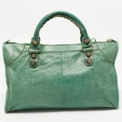 Pre Owned Balenciaga Green Leather GGH Work Tote