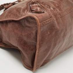 Pre Owned Balenciaga Brown Brogue Leather Work Tote