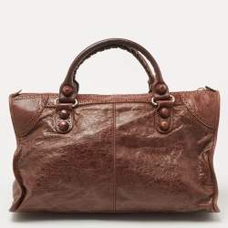 Pre Owned Balenciaga Brown Brogue Leather Work Tote