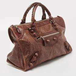 Pre Owned Balenciaga Brown Brogue Leather Work Tote