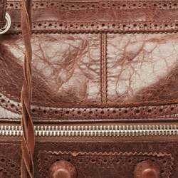 Pre Owned Balenciaga Brown Brogue Leather Work Tote