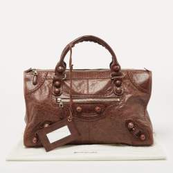 Pre Owned Balenciaga Brown Brogue Leather Work Tote
