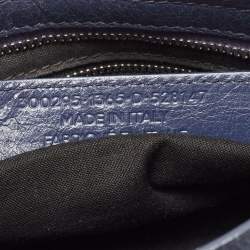 Pre Owned Balenciaga Navy Blue Leather Mini Classic Metallic Edge City Bag