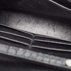 Pre Owned Balenciaga Black Croc Embossed Leather Hourglass Wallet on Chain