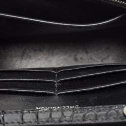 Pre Owned Balenciaga Black Croc Embossed Leather Hourglass Wallet on Chain