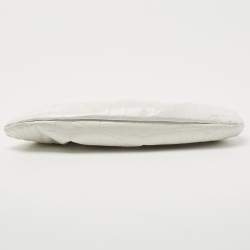 Pre Owned Balenciaga White Croc Embossed Leather XS Cloud Clutch Bag