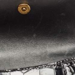 Pre Owned Balenciaga Black Croc Embossed Leather XS Hourglass Top Handle Bag