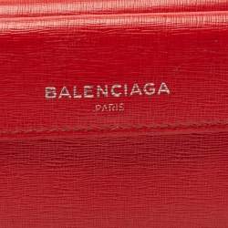 مملوكة مسبقًا Balenciaga Red Leather Mini Trifold Wallet