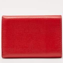 مملوكة مسبقًا Balenciaga Red Leather Mini Trifold Wallet