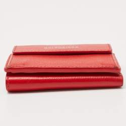 مملوكة مسبقًا Balenciaga Red Leather Mini Trifold Wallet