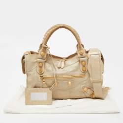 Pre Owned Balenciaga Argent Leather Giant 21 Gold Motorcycle City Bag