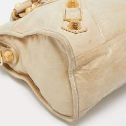 Pre Owned Balenciaga Argent Leather Giant 21 Gold Motorcycle City Bag