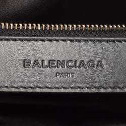 Pre Owned Balenciaga Black/Indigo Leather and Python Mini Classic Metallic Edge City Bag