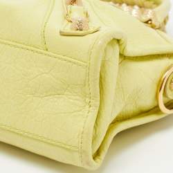 Pre Owned Balenciaga Light Green Leather Mini Classic City Tote