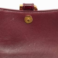 Pre Owned Balenciaga Burgundy Croc Embossed Leather XS Hourglass Top Handle Bag