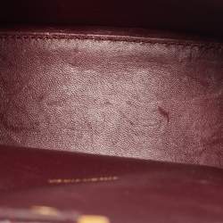 Pre Owned Balenciaga Burgundy Croc Embossed Leather XS Hourglass Top Handle Bag