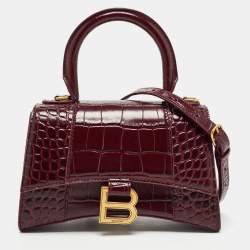 Hourglass leather crossbody bag Balenciaga Burgundy in Leather - 32577997