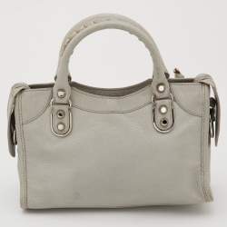 Pre Owned Balenciaga Gris Glace Leather Mini Classic Metallic Edge City Bag