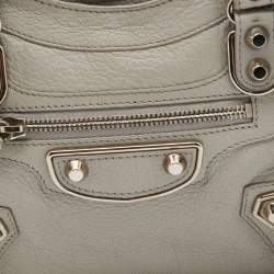 Pre Owned Balenciaga Gris Glace Leather Mini Classic Metallic Edge City Bag