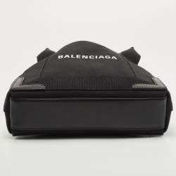 Pre Owned Balenciaga Black/White Canvas and Leather XS Cabas Tote