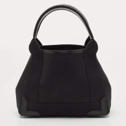 Pre Owned Balenciaga Black/White Canvas and Leather XS Cabas Tote
