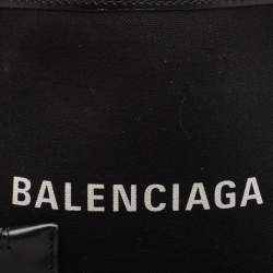 Pre Owned Balenciaga Black/White Canvas and Leather XS Cabas Tote