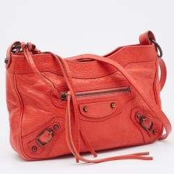 Pre Owned Balenciaga Rose Corail Leather Classic Hip Crossbody Bag