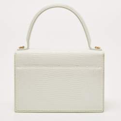مملوكة مسبقًا Balenciaga White Lizard Embossed Leather Sharp Top Handle Bag