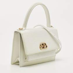 مملوكة مسبقًا Balenciaga White Lizard Embossed Leather Sharp Top Handle Bag