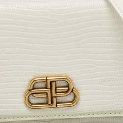 مملوكة مسبقًا Balenciaga White Lizard Embossed Leather Sharp Top Handle Bag