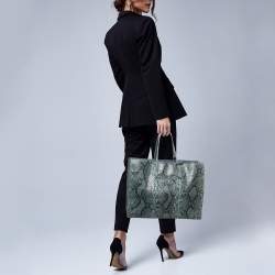 Pre Owned Balenciaga Blue/Black Python Leather Papier A4 Tote