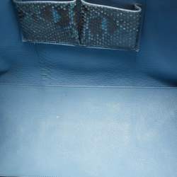 Pre Owned Balenciaga Blue/Black Python Leather Papier A4 Tote