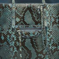 Pre Owned Balenciaga Blue/Black Python Leather Papier A4 Tote