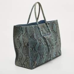 Pre Owned Balenciaga Blue/Black Python Leather Papier A4 Tote