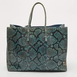 Pre Owned Balenciaga Blue/Black Python Leather Papier A4 Tote