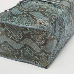 Pre Owned Balenciaga Blue/Black Python Leather Papier A4 Tote