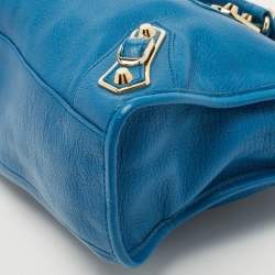 Pre Owned Balenciaga Blue Leather Small City Tote Bag