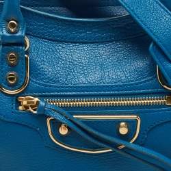 Pre Owned Balenciaga Blue Leather Small City Tote Bag