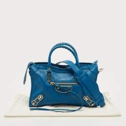 Pre Owned Balenciaga Blue Leather Small City Tote Bag