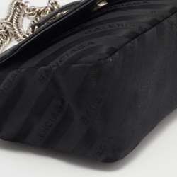 مملوكة مسبقًا Balenciaga Black Fabric BB Chain Round Shoulder Bag