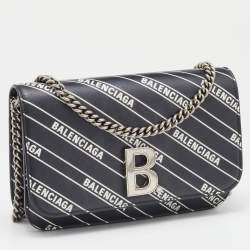 Pre Owned Balenciaga Black Leather B Dot Wallet on Chain