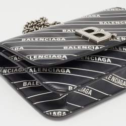 Pre Owned Balenciaga Black Leather B Dot Wallet on Chain