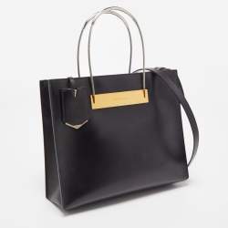 Pre Owned حقيبة يد بالنسياغا كابل شوبر صغيرة جلد أسود